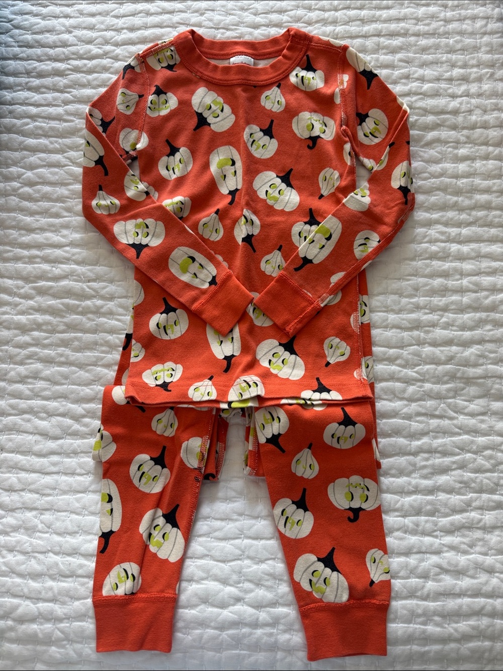 Kids Orange Pumpkin Print Pajama Set